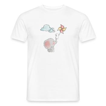 Moulinet coloré éléphant et lapin doux - T-shirt homme - blanc - Devant - AI Model Male 178 dark (178cm)
