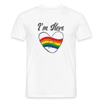 Homosexuelle Paar-Geschenke, die LGBT zusammenbringen Ich bin ihr homosexueller Stolz - Männer T-Shirt - Weiß - Vorne - AI Model Male 178 dark (178cm)