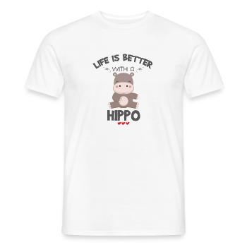 Hippo Lovers Gift La vie est meilleure avec un cadeau Hippo - T-shirt homme - blanc - Devant - AI Model Male 178 dark (178cm)