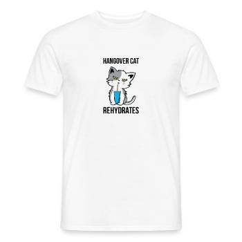 Hangover Cat Rehydrates Drink Alcohol Hangover - Men's T-Shirt - white - Front - AI Model Male 178 dark (178cm)