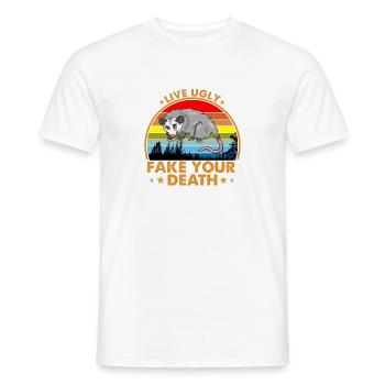 Live Ugly Fake Your Death Vintage Retro Opossum - T-shirt homme - blanc - Devant - AI Model Male 178 dark (178cm)