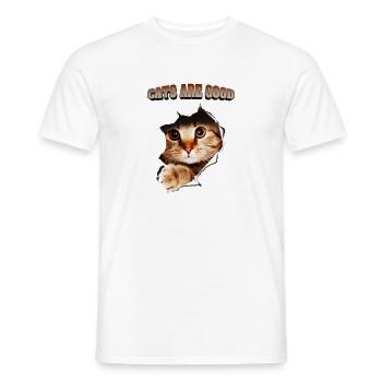 Cats are good - Men's T-Shirt - white - Front - AI Model Male 178 dark (178cm)