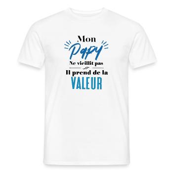 Mon papy ne vieillit pas il prend de la valeur - T-shirt homme - blanc - Devant - AI Model Male 178 dark (178cm)
