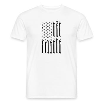 Mechanic US Flag USA Car Mechanic Workshop - Men's T-Shirt - white - Front - AI Model Male 178 dark (178cm)