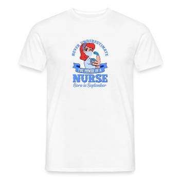 Nurse Power born in September - Men's T-Shirt - white - Front - AI Model Male 178 dark (178cm)