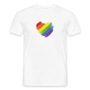 Rainbow Heart LGBT CSD Love - Men's T-Shirt - white - Front - AI Model Male 178 dark (178cm)
