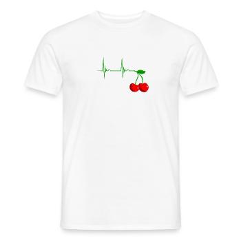 Cherry Cherry Heartbeat Fruit Cherries - Men's T-Shirt - white - Front - AI Model Male 178 dark (178cm)