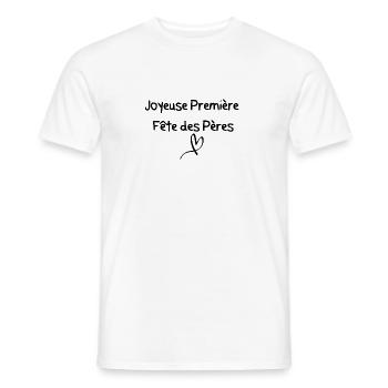 Joyeuse première fête des pères - T-shirt homme - blanc - Devant - AI Model Male 178 dark (178cm)