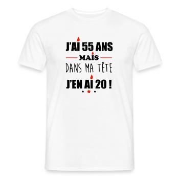 Pas 55 ans anniversaire, cadeau d'anniversaire - T-shirt homme - blanc - Devant - AI Model Male 178 dark (178cm)
