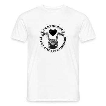 J'aime ma moto et peut être 2 ou 3 personnes. - Männer T-Shirt - Weiß - Vorne - AI Model Male 178 dark (178cm)