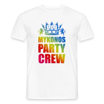 L’équipe du parti de Mykonos dit - T-shirt homme - blanc - Devant - AI Model Male 178 dark (178cm)
