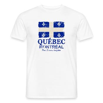 Québec Flag - Canada - Vintage Look - Men's T-Shirt - white - Front - AI Model Male 178 dark (178cm)