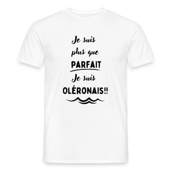 Je suis plus que parfait , je suis Oléronais - T-shirt homme - blanc - Devant - AI Model Male 178 dark (178cm)