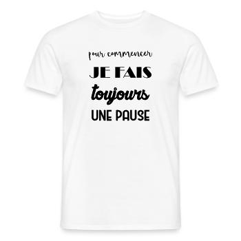 Pause Cool Détente Boulot Paresse Fainéant - T-shirt homme - blanc - Devant - AI Model Male 178 dark (178cm)