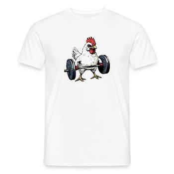 Deadlifting chicken - Men's T-Shirt - white - Front - AI Model Male 178 dark (178cm)