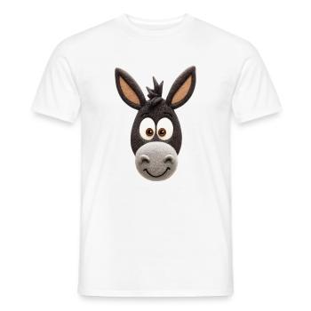 Funny Donkey Cartoon Head – Cute Animal Design - Men's T-Shirt - white - Front - AI Model Male 178 dark (178cm)