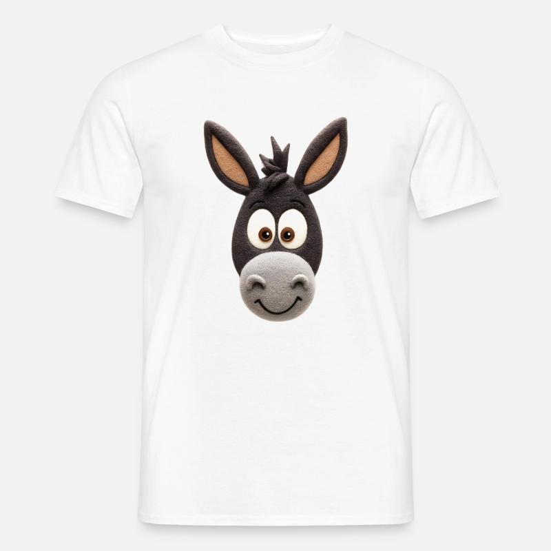 Lustiger Esel Cartoonkopf – Niedliches Tierdesign - Männer T-Shirt - Weiß