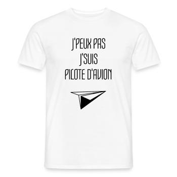Pilote d'Avion - Humour - Drôle - Blague - Bureau - T-shirt homme - blanc - Devant - AI Model Male 178 dark (178cm)