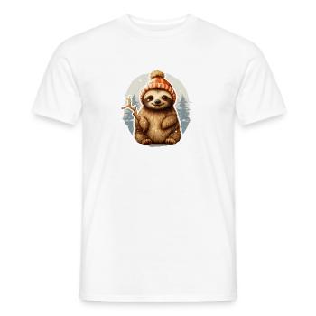 lustiges Faultier im Schneefall - Männer T-Shirt - Weiß - Vorne - AI Model Male 178 dark (178cm)