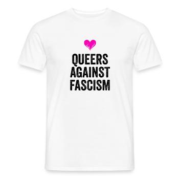 LES QUEERS CONTRE LE FASCISME - T-shirt homme - blanc - Devant - AI Model Male 178 dark (178cm)