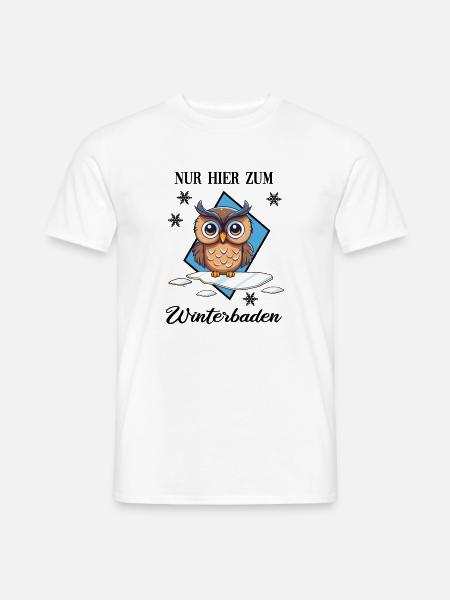 Winterbaden Eisbade-Eule Winterschwimmen Kältebad - Männer T-Shirt - Weiß
