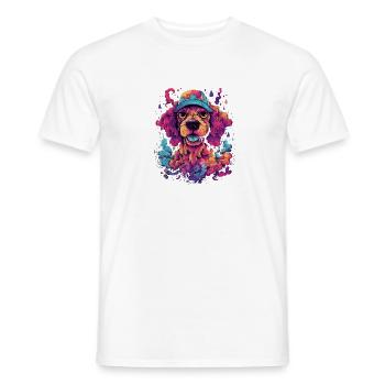 psychedelic DOG 1 - T-shirt homme - blanc - Devant - AI Model Male 178 dark (178cm)
