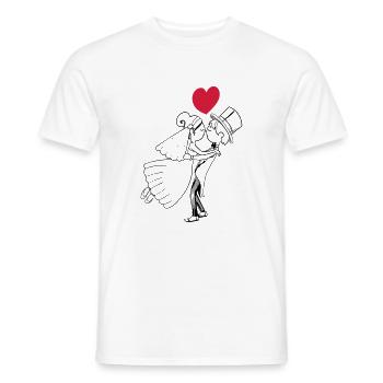 Dessin animé mariée coeur marié mariée marié mariage mariage - T-shirt homme - blanc - Devant - AI Model Male 178 dark (178cm)