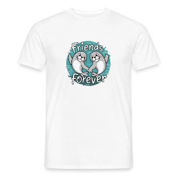 Deux drôles d’amis phoques pour toujours. Amusement - T-shirt homme - blanc - Devant - AI Model Male 178 dark (178cm)