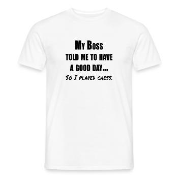 Funny chess quote - Men's T-Shirt - white - Front - AI Model Male 178 dark (178cm)