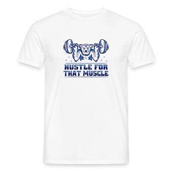 Hustle For That Muscle Workout Motivation Gym - Men's T-Shirt - white - Front - AI Model Male 178 dark (178cm)