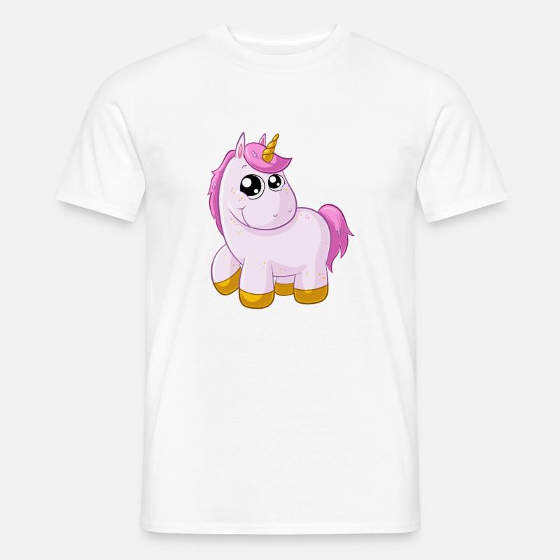 Pinkes Comic Einhorn - Männer T-Shirt - Weiß