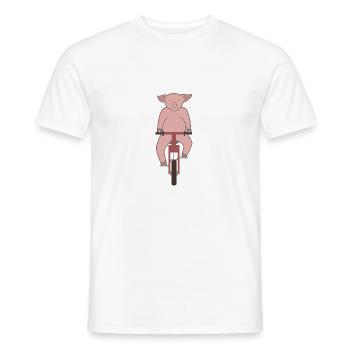Cochon faire du vélo - T-shirt homme - blanc - Devant - AI Model Male 178 dark (178cm)