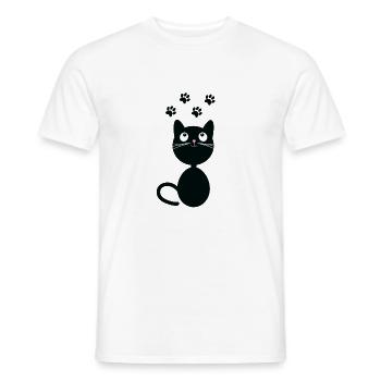 Cute cat leaves paw tracks - Men's T-Shirt - white - Front - AI Model Male 178 dark (178cm)