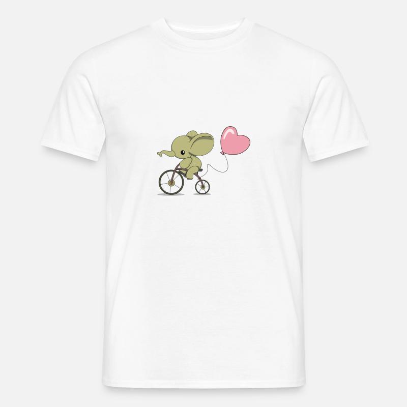 Radelnder Elefant - Männer T-Shirt - Weiß