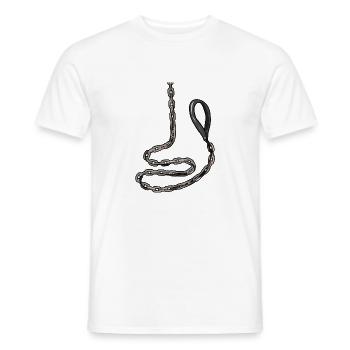 Collier collier devot O-Ring En Lin Esclave Sub - T-shirt homme - blanc - Devant - AI Model Male 178 dark (178cm)