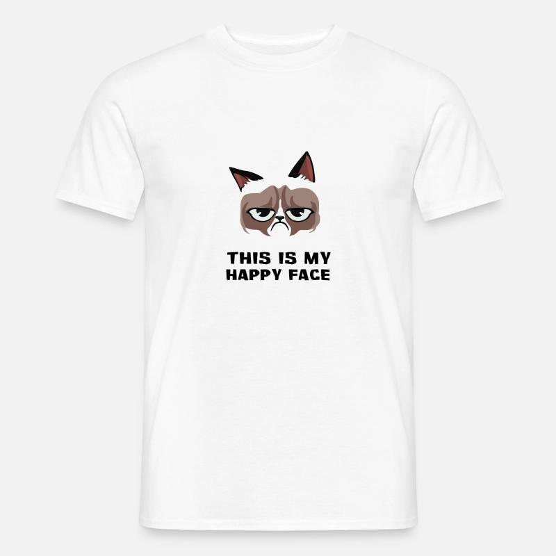 Grumpy Cat Happy - Männer T-Shirt - Weiß