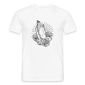 Praying Hands Praying hands to god religion - Men's T-Shirt - white - Front - AI Model Male 178 dark (178cm)