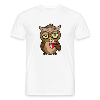Owl Caffeine müde Kaffee Eule - Männer T-Shirt - Weiß - Vorne - AI Model Male 178 dark (178cm)