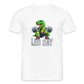 Leg Day Squat T-Rex Weight Lifter Barbell Gym Trai - Men's T-Shirt - white - Front - AI Model Male 178 dark (178cm)