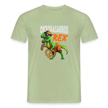 T-Rex Lederhosen Dinosaur Bavarian Cos - Men's T-Shirt - sage - Front - AI Model Male 178 light (178cm)