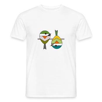 Oiseau 2 moineaux géométriques abstraites - T-shirt homme - blanc - Devant - AI Model Male 178 dark (178cm)