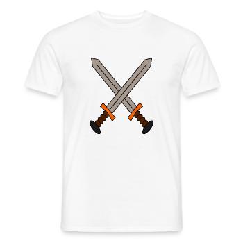 A logo of 2 swords crossed in a gamer style. - Men's T-Shirt - white - Front - AI Model Male 178 dark (178cm)