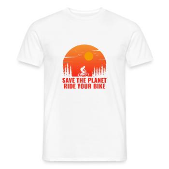 Save the Planet, Ride your Bike - Men's T-Shirt - white - Front - AI Model Male 178 dark (178cm)