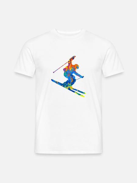 Ski Ski fahren Schi Wintersport Geschenkidee - Mænd T-shirt - hvid