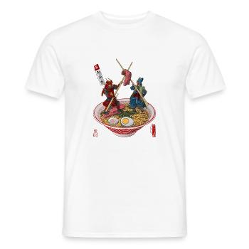 Samurai fight over ramen - Men's T-Shirt - white - Front - AI Model Male 178 dark (178cm)