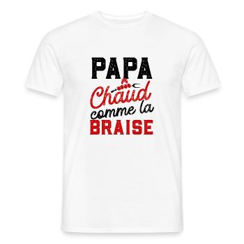 Papa chaud comme la braise cadeau humour barbecue - T-shirt homme - blanc - Devant - AI Model Male 178 dark (178cm)