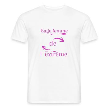 Cadeau femme Sage femme de l'extrême - T-shirt homme - blanc - Devant - AI Model Male 178 dark (178cm)