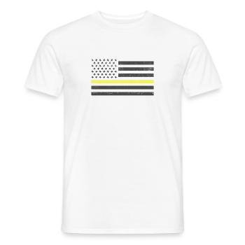 Police Dispatcher USA Flag Thin Yellow Line - Men's T-Shirt - white - Front - AI Model Male 178 dark (178cm)