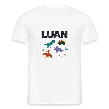 LUAN - Beautiful boy name with cute dinosaurs - Men's T-Shirt - white - Front - AI Model Male 178 dark (178cm)