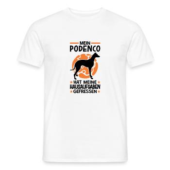 Mein Podenco hat meine Hausaufgaben gefressen - Männer T-Shirt - Weiß - Vorne - AI Model Male 178 dark (178cm)